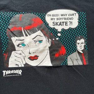 Thrasher Black Tee with White Logo